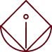 A geometric logo with a maroon outline consisting of a tilted square and a curved line intersecting at the bottom, with a vertical line and a dot in the center.